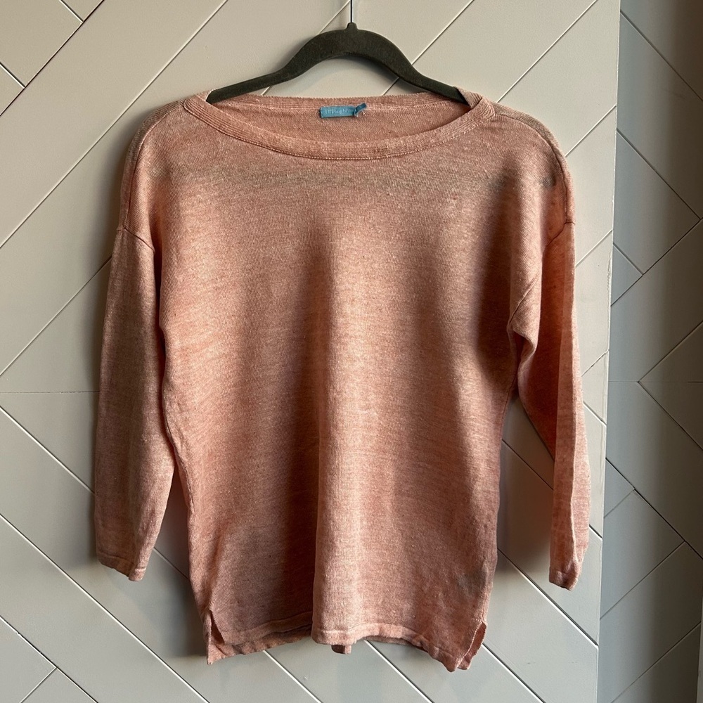 $10 item! Women's J. McLauglin light Pink 100% linen Sweater size S.